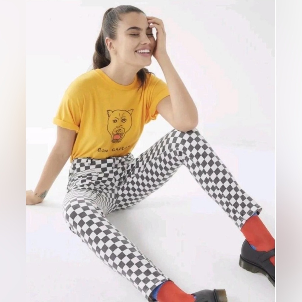 BDG Twig High-Rise Checkerboard Jeans Indie Grunge Y2K - Black & White W25